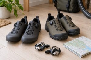 road shoes vs mountain bike shoes for touring