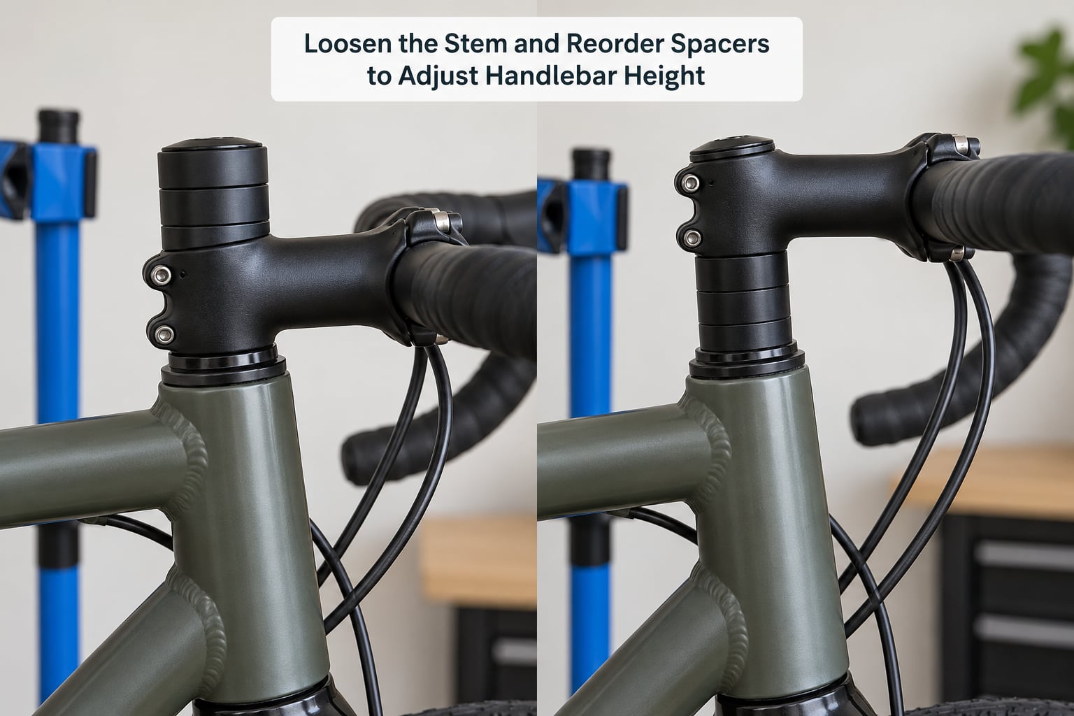 Loosen the Stem and Reorder Spacers to Adjust Handlebar Height