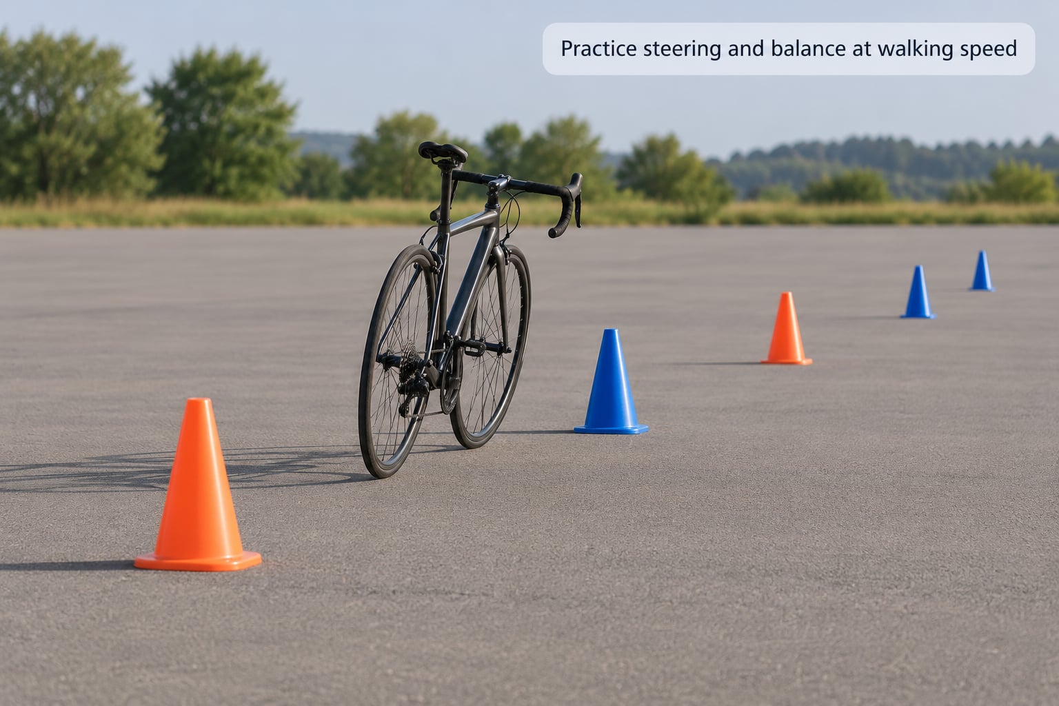 Practice steering and balance at walking speed