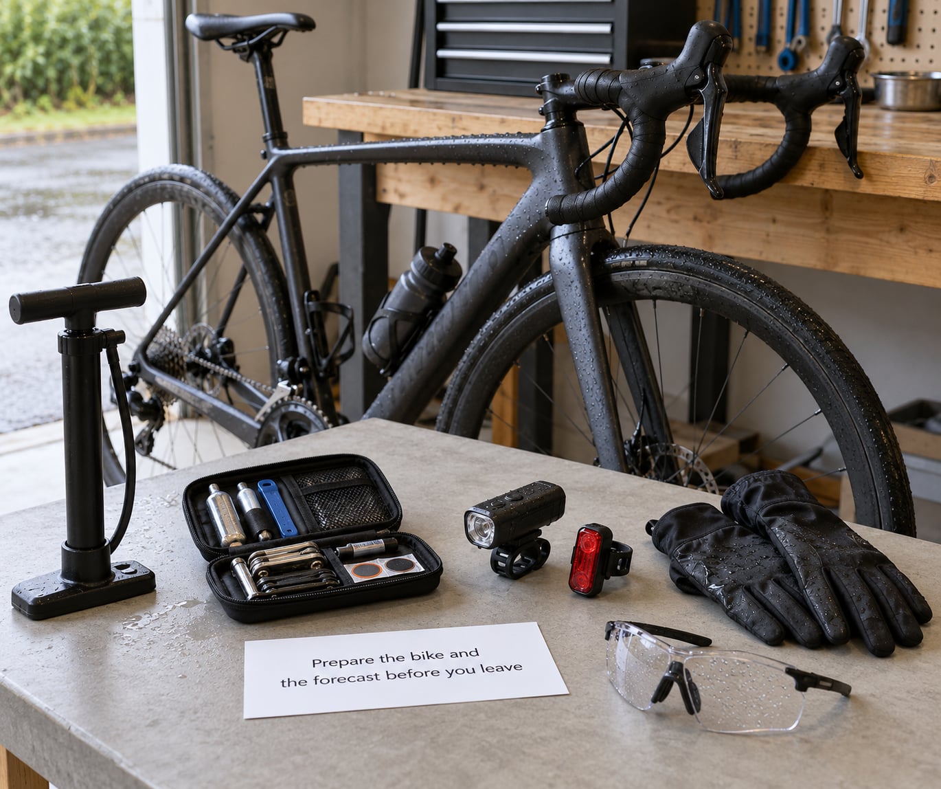 Prepare the bike and the forecast before you leave