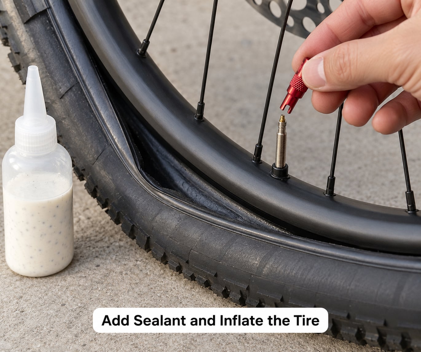 Add Sealant and Inflate the Tire