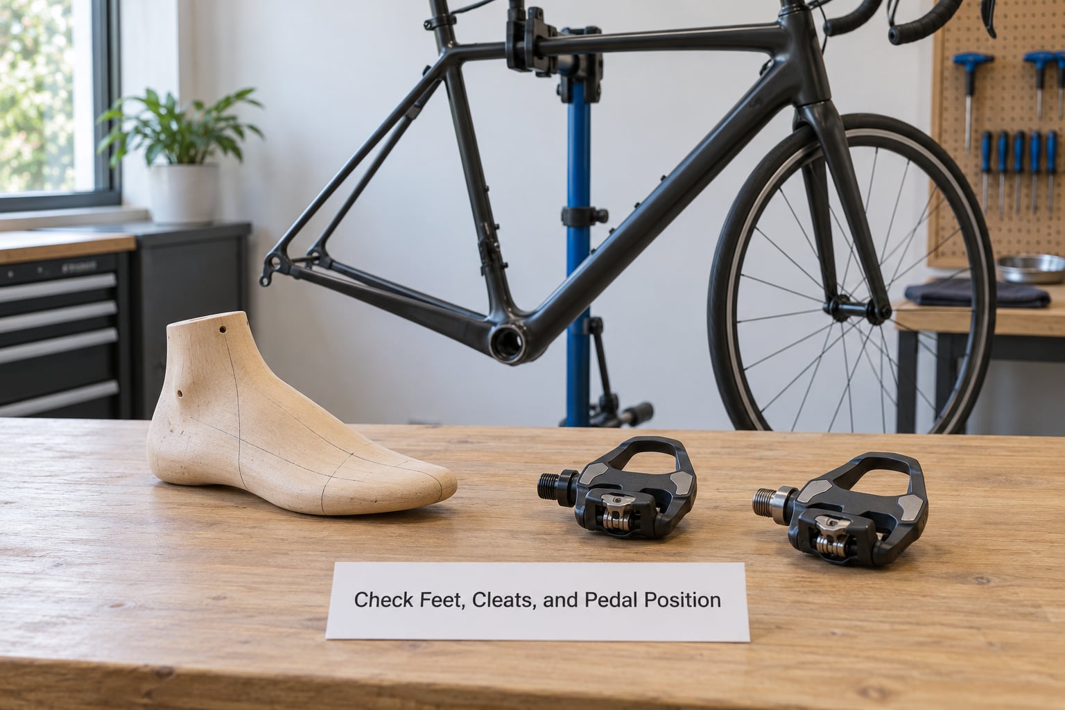 Check Feet, Cleats, and Pedal Position
