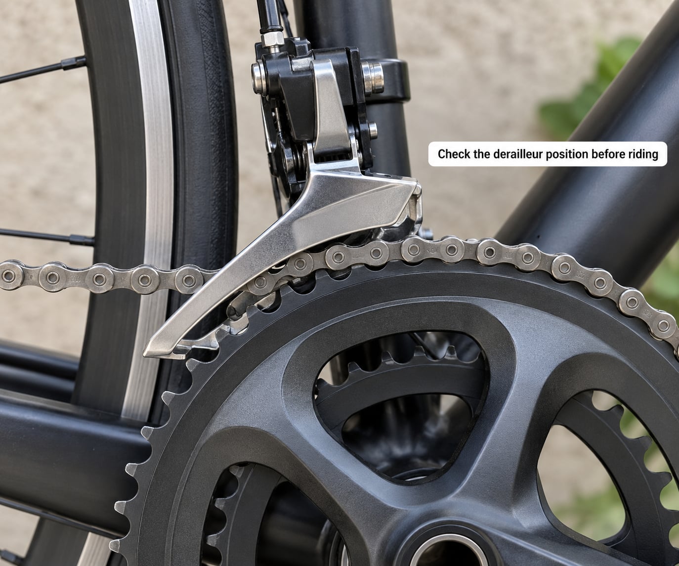 Check the derailleur position before riding